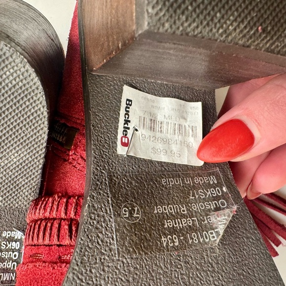 Naughty Monkey Red Suede Tassel Ankle Booties – Women’s 7.5 - Picture 7 of 8